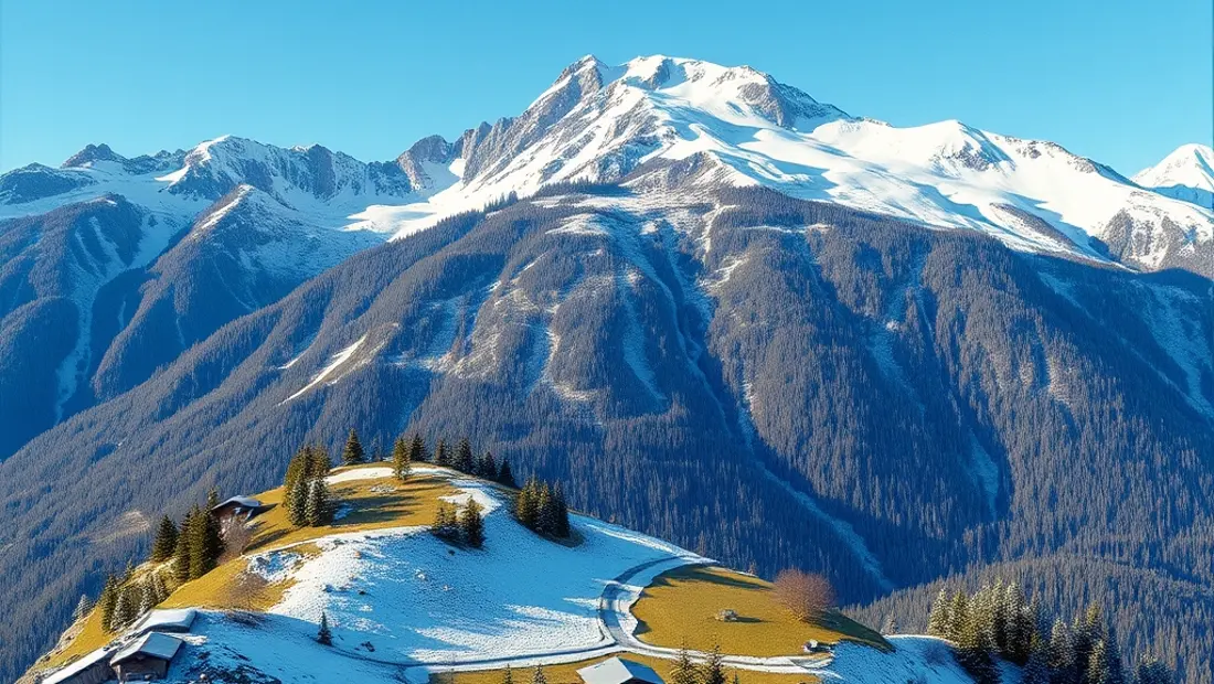 Panorama von Eisenaueralm mit Berg im Hintergrund